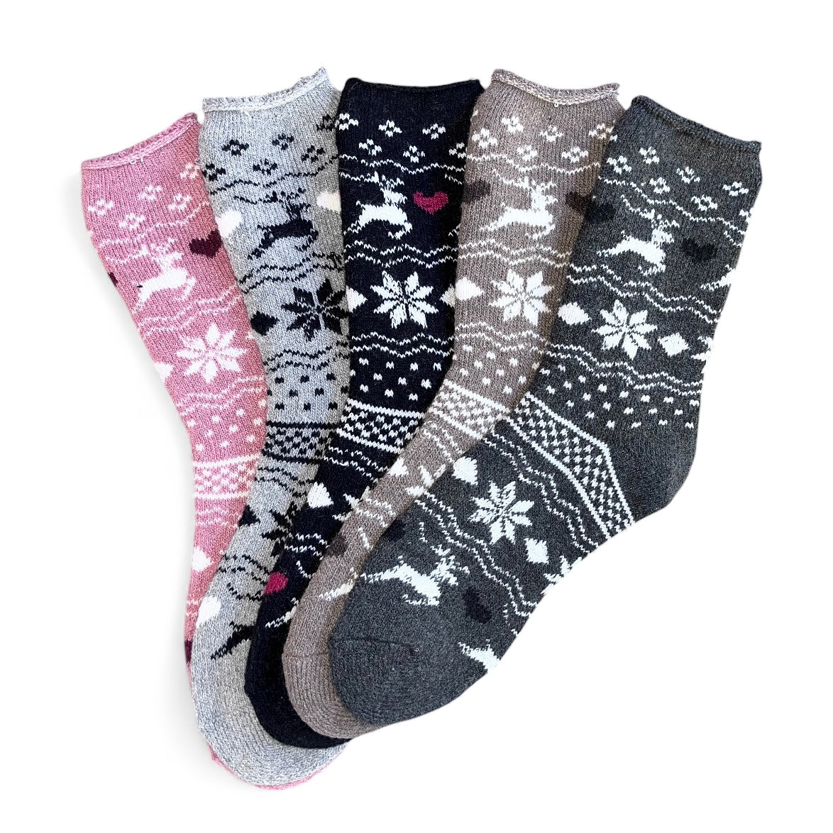 3 pár alpaka keverék gyapjú zokni,, 5770 hópelyhek