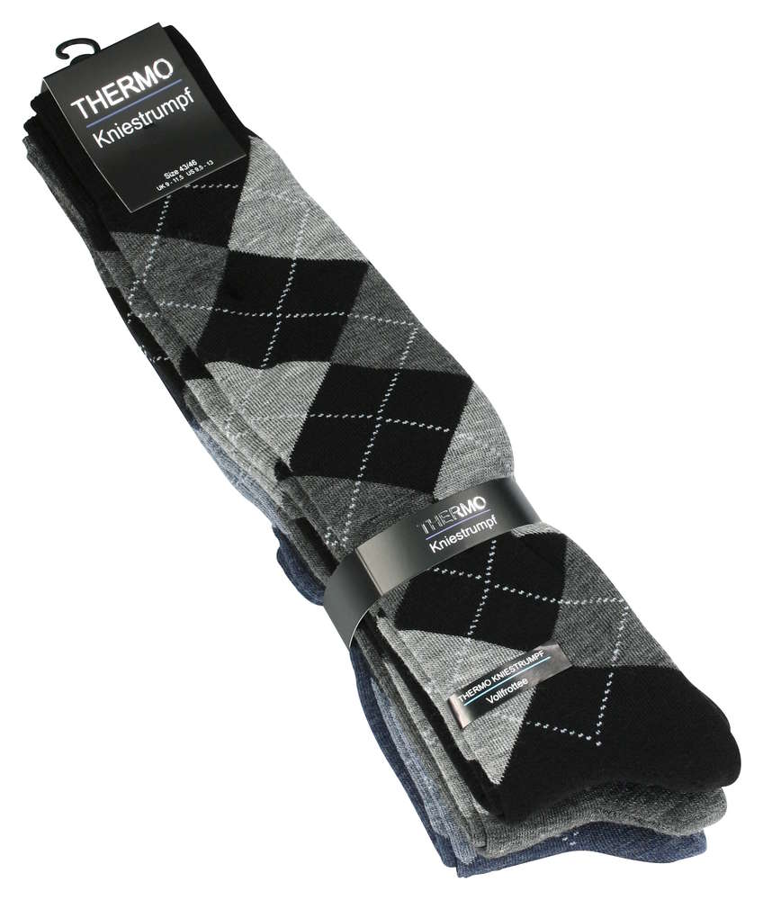 3 pár férfi téli termo zokni kockás mintával, VCA 2044