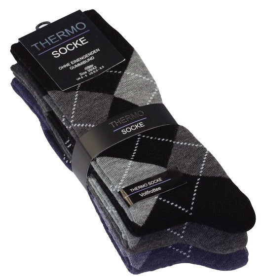 3 pár férfi vastag termo zokni, kockás VCA 2045