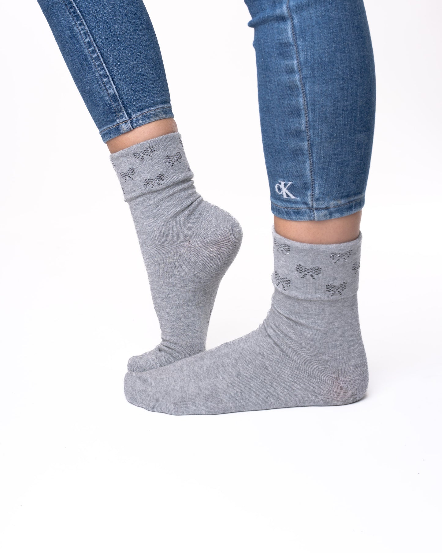 6 pár női guminélküli zokni, egyszínű / masnis felett 5711