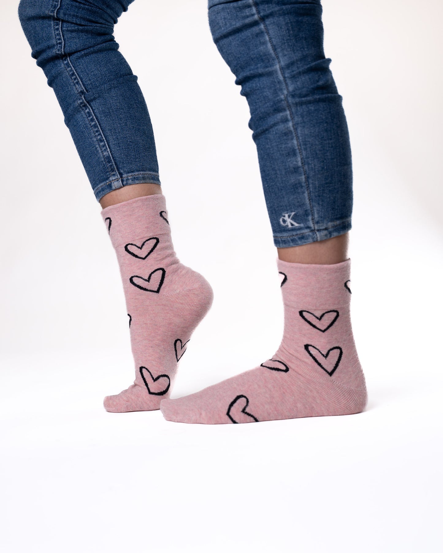 6 pár női guminélküli zokni, nagy szívekkel 5929