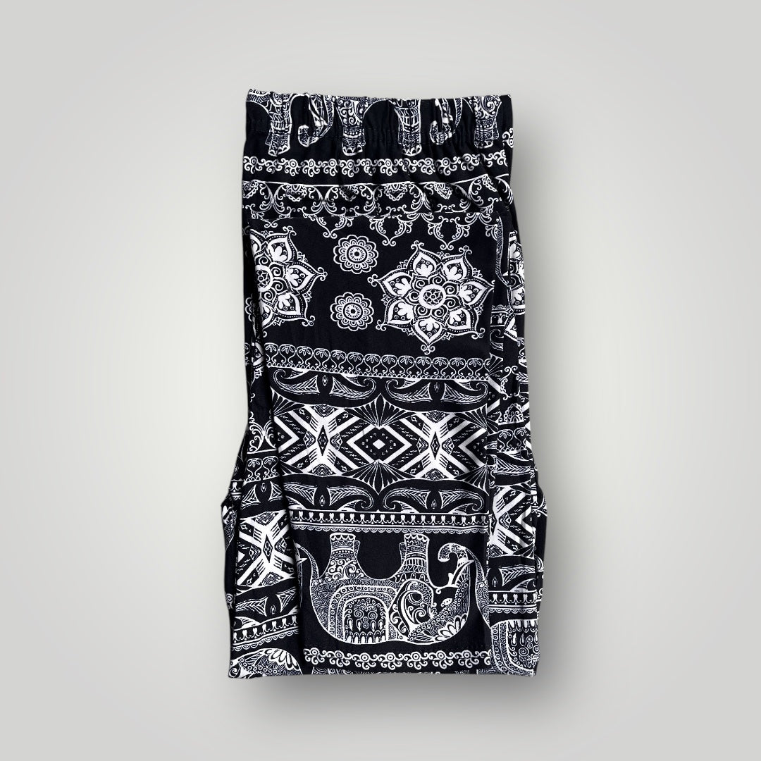 Pamut leggings nagyobb méretekhez 1639, fekete keleti minta