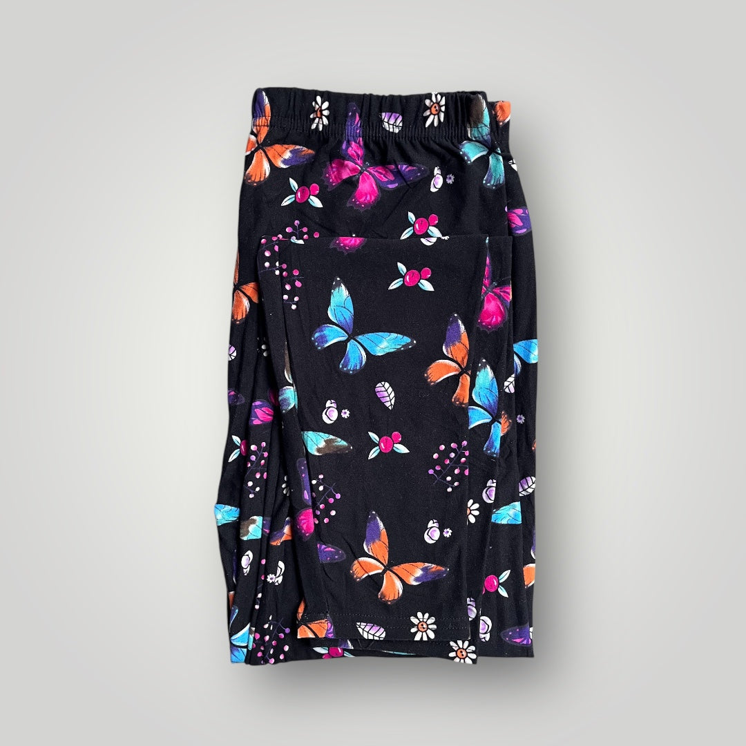 Pamut leggings nagyobb méretekhez 1639, fekete pillangókkal