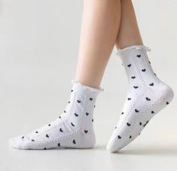 6 pár női guminélküli zokni, félmagaskis szívek 5824