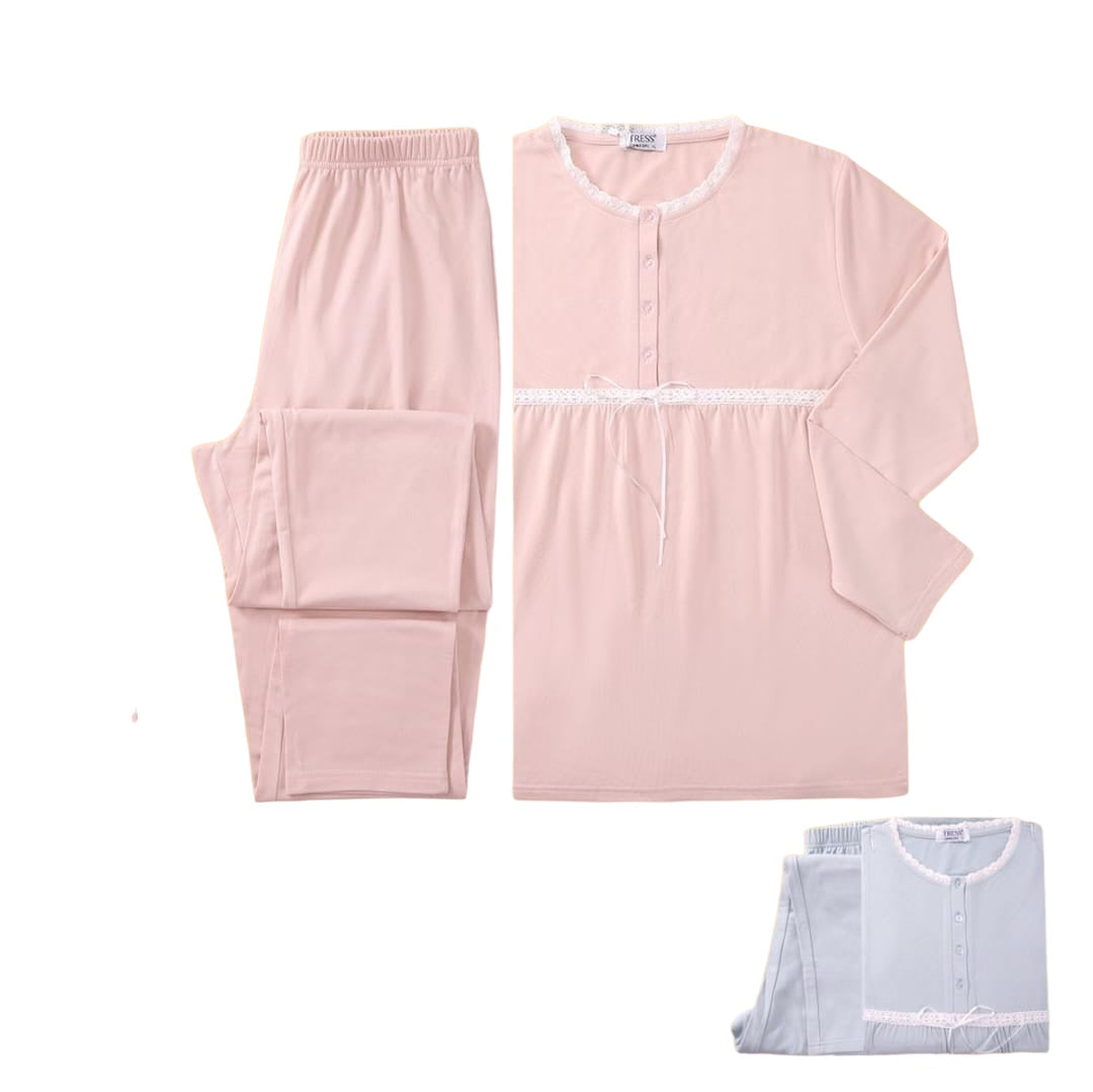 Női hosszú Tress pizsama, egyszínű 7204 kék