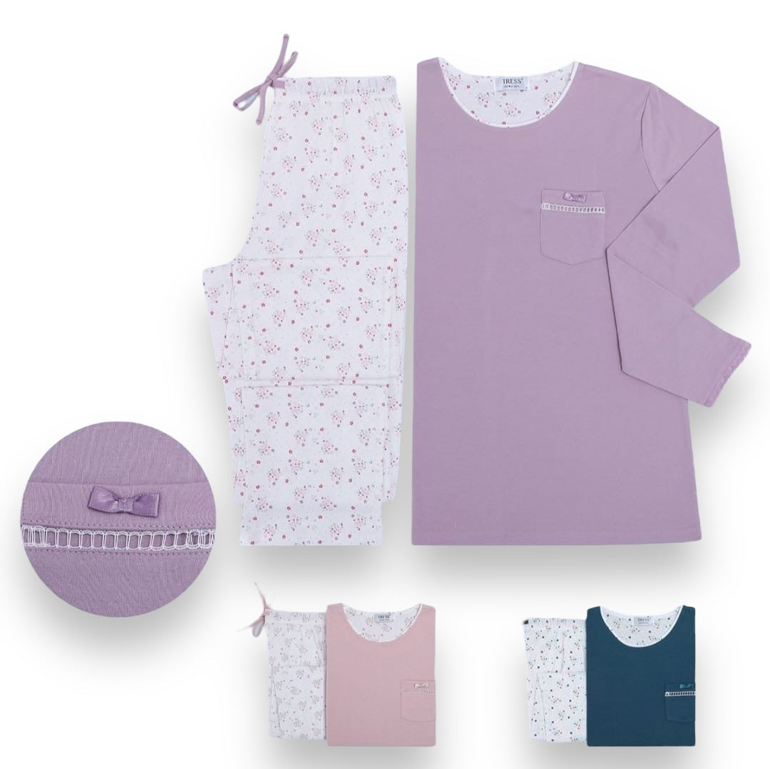 Női hosszú pizsama, Tress 7198 monokróm