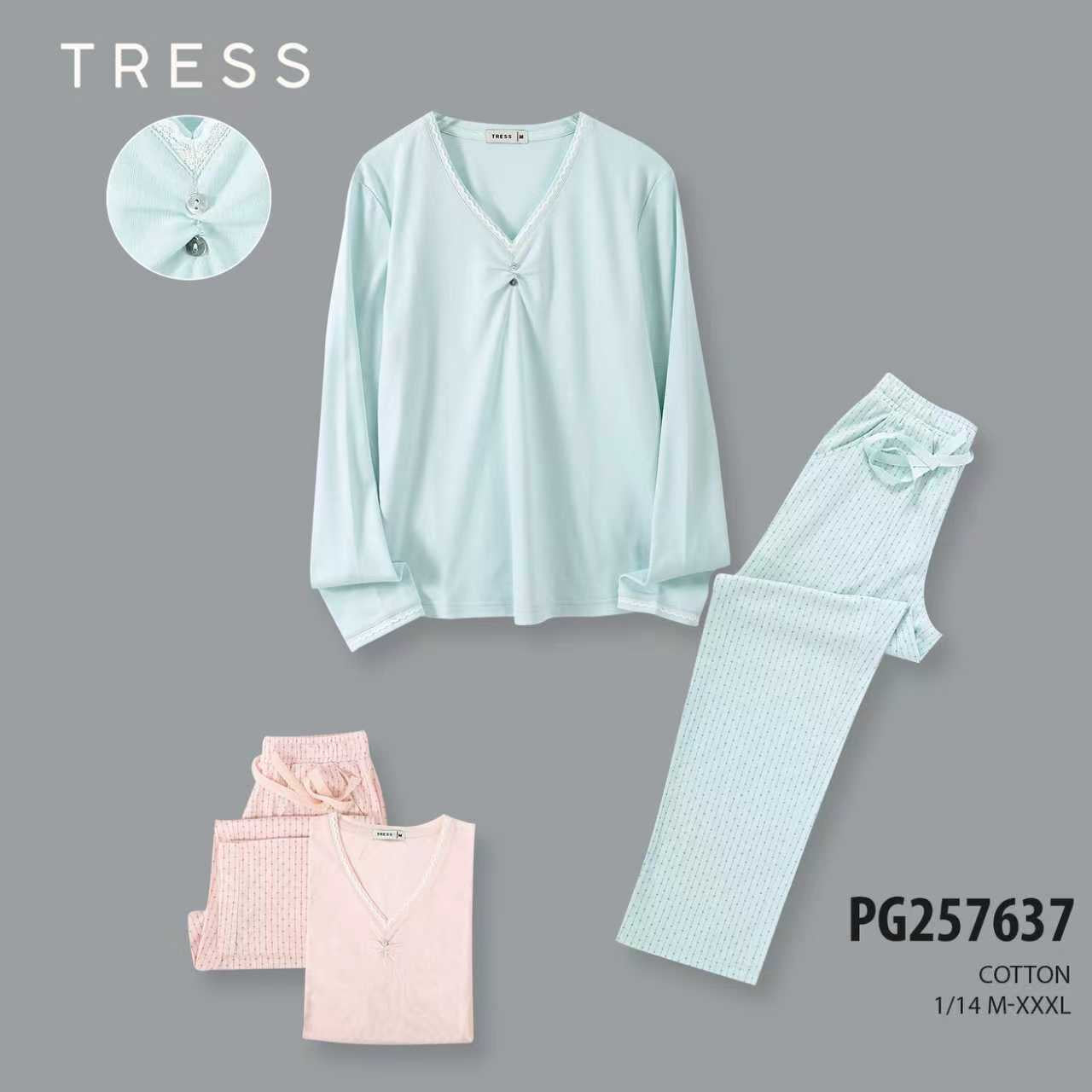 Női hosszú pizsama, Tress 7637 soft pasztell