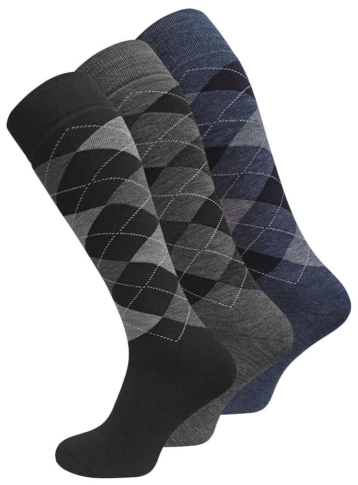 3 pár férfi téli termo zokni kockás mintával, VCA 2044