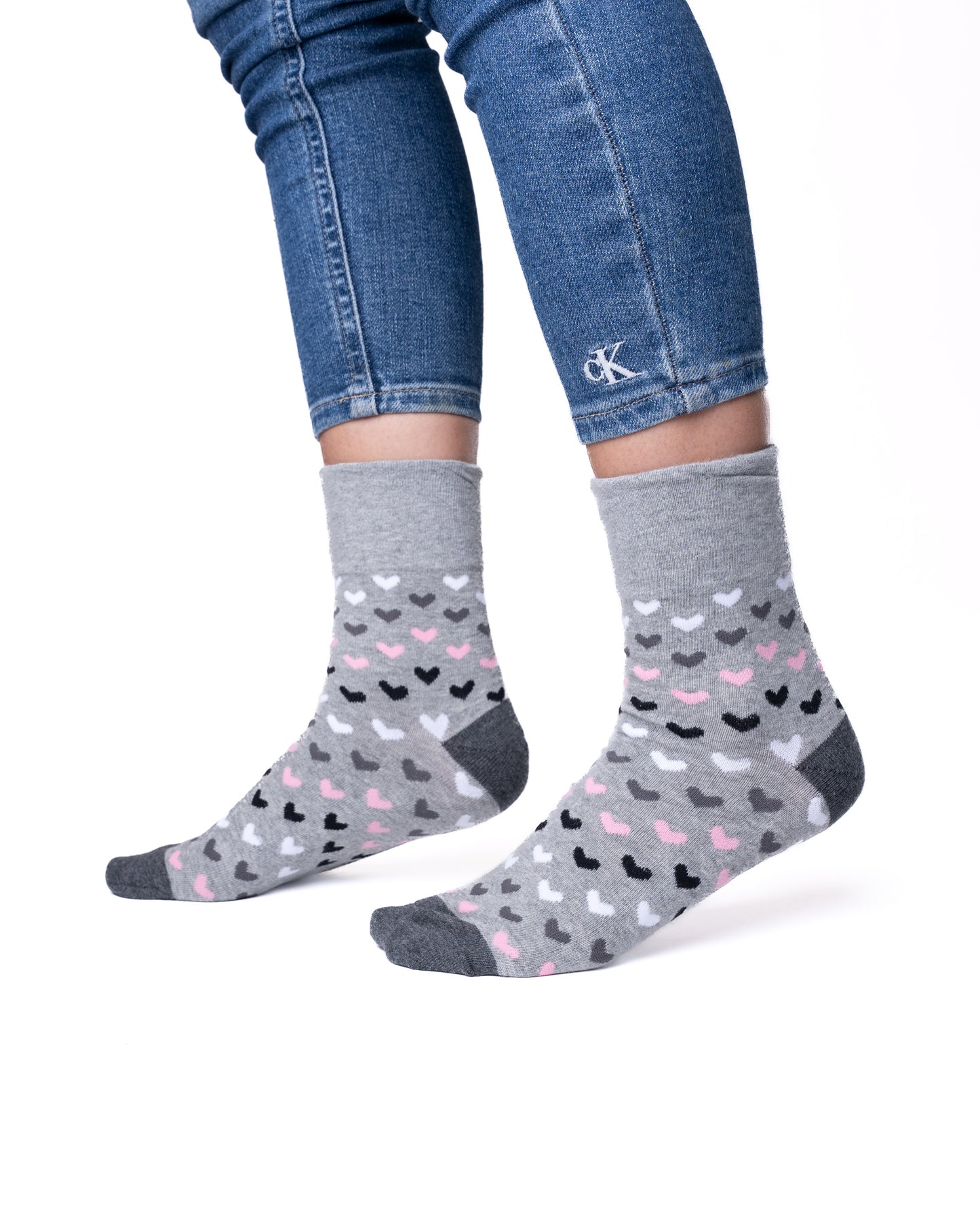 6 pár női guminélküli zokni különböző mintákkal 5580.2, szürkés fekete