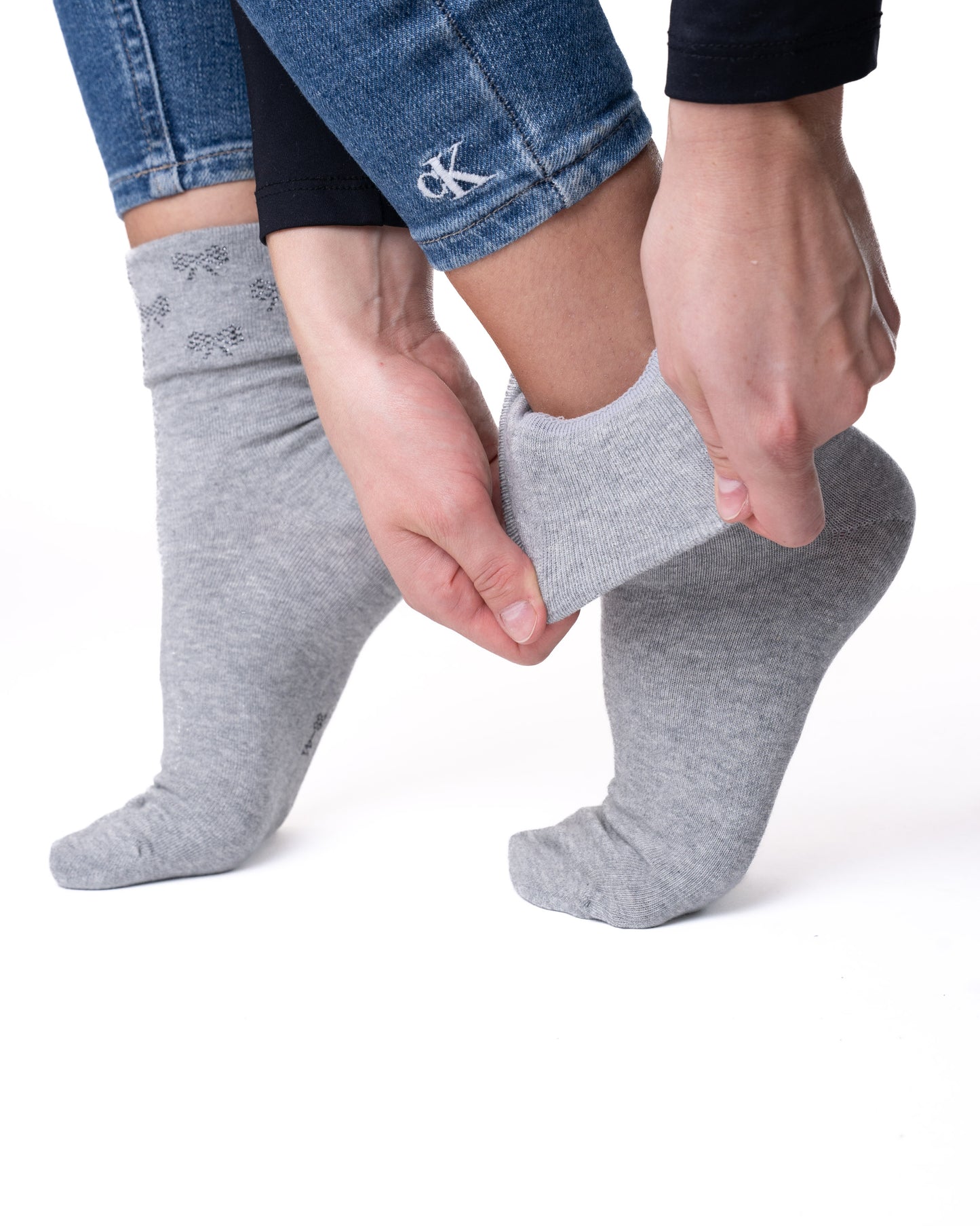 6 pár női guminélküli zokni, egyszínű / masnis felett 5711