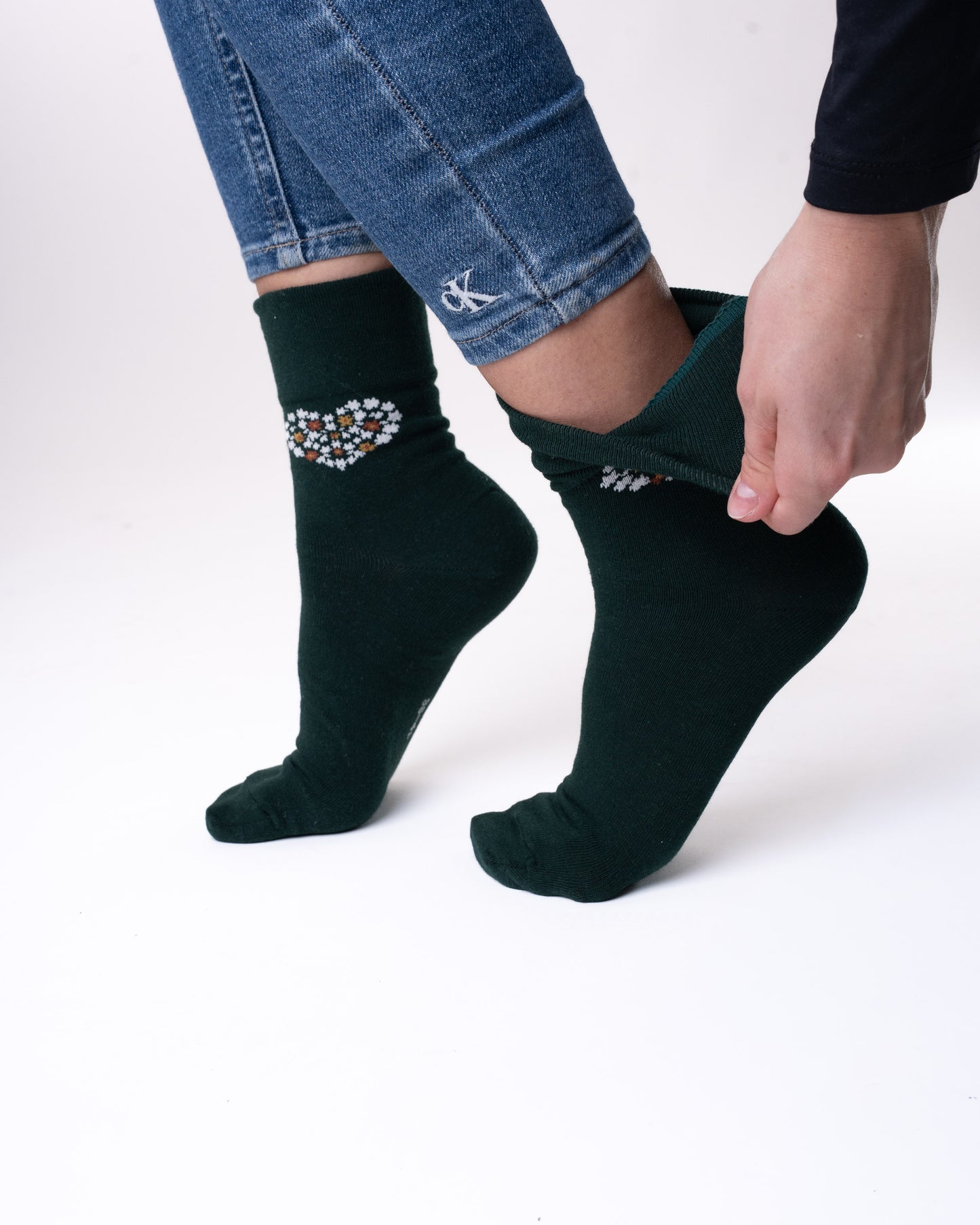 6 pár női guminélküli zokni, egyszínű szív 5694