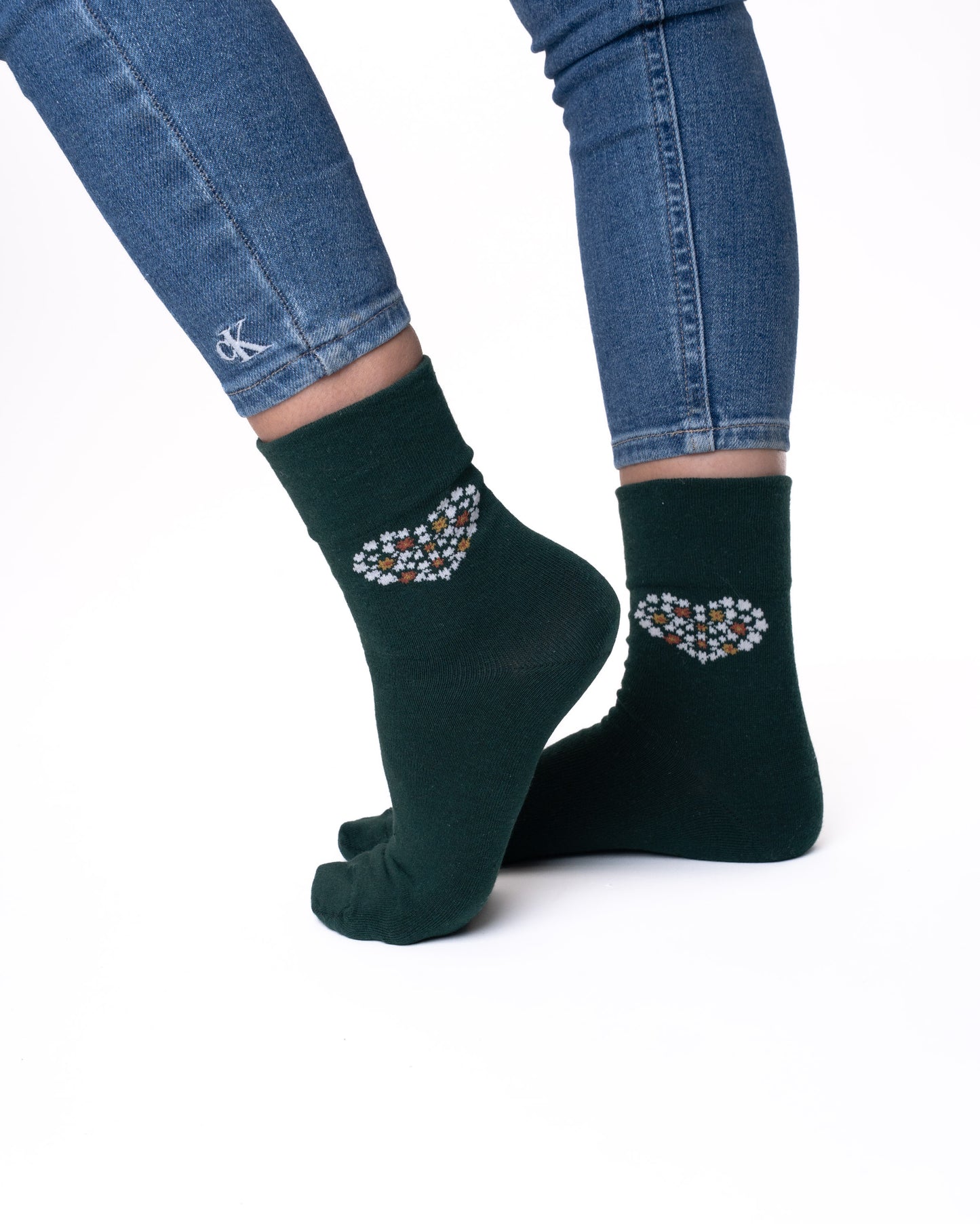 6 pár női guminélküli zokni, egyszínű szív 5694