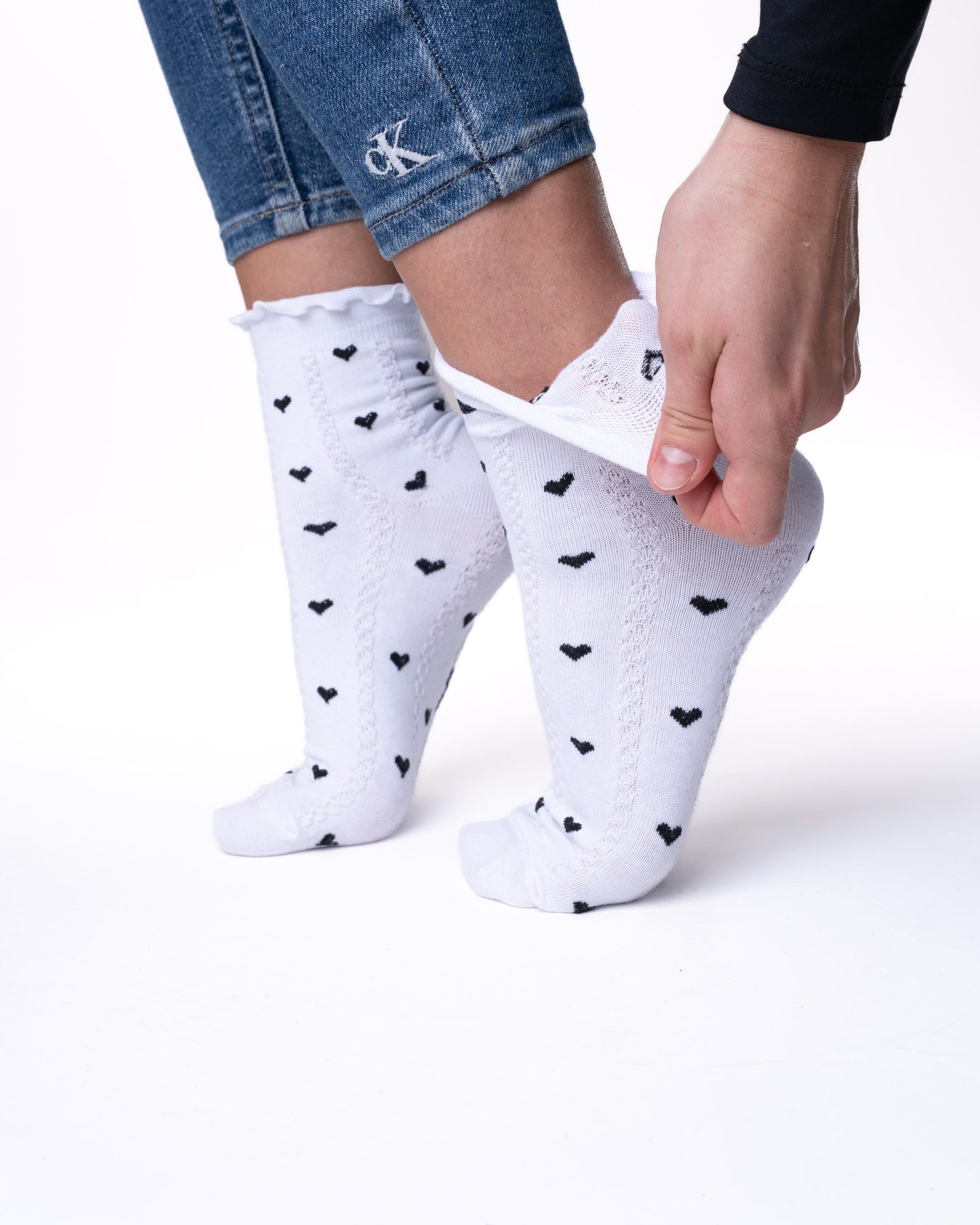 6 pár női guminélküli zokni, félmagaskis szívek 5824