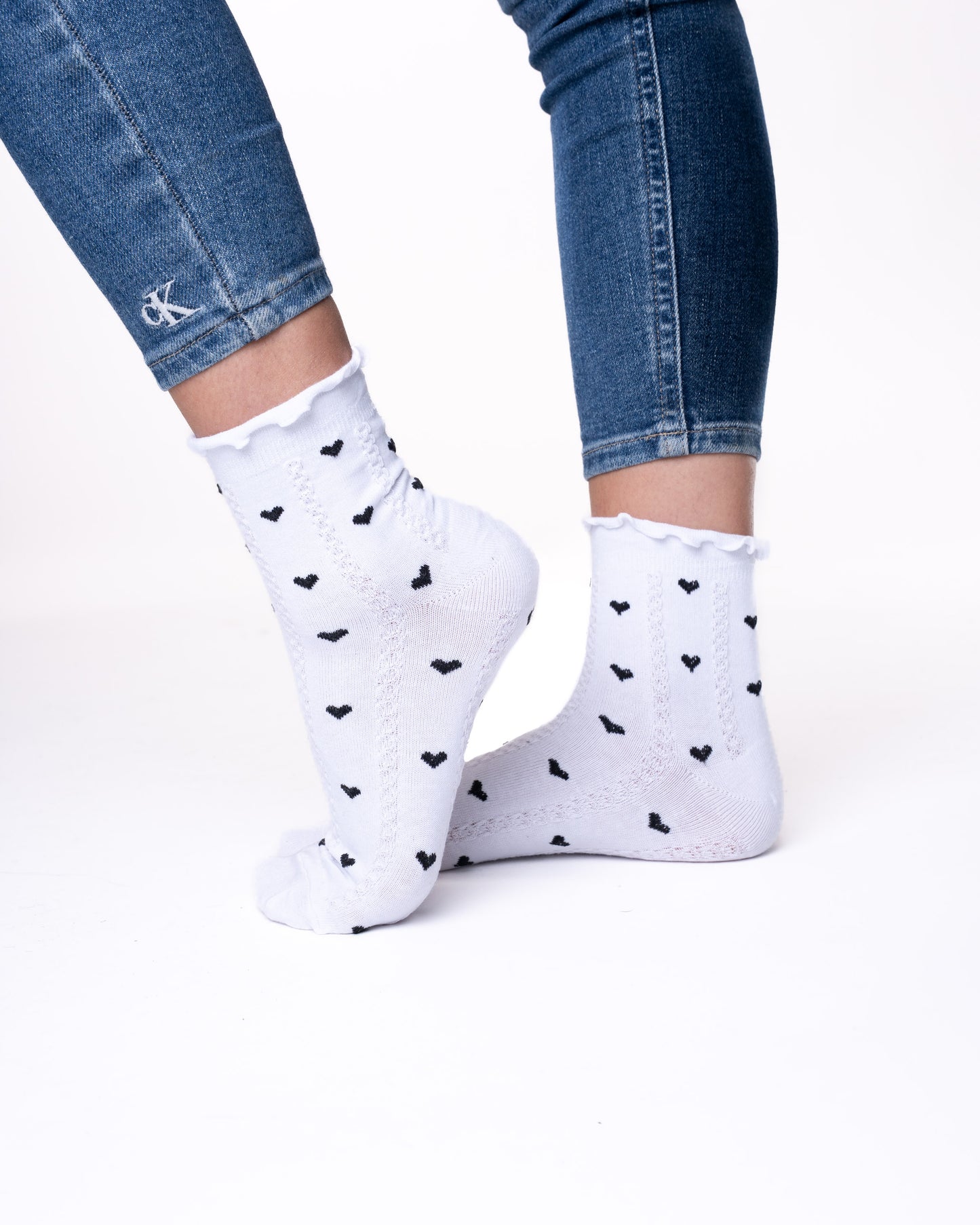 6 pár női guminélküli zokni, félmagaskis szívek 5824