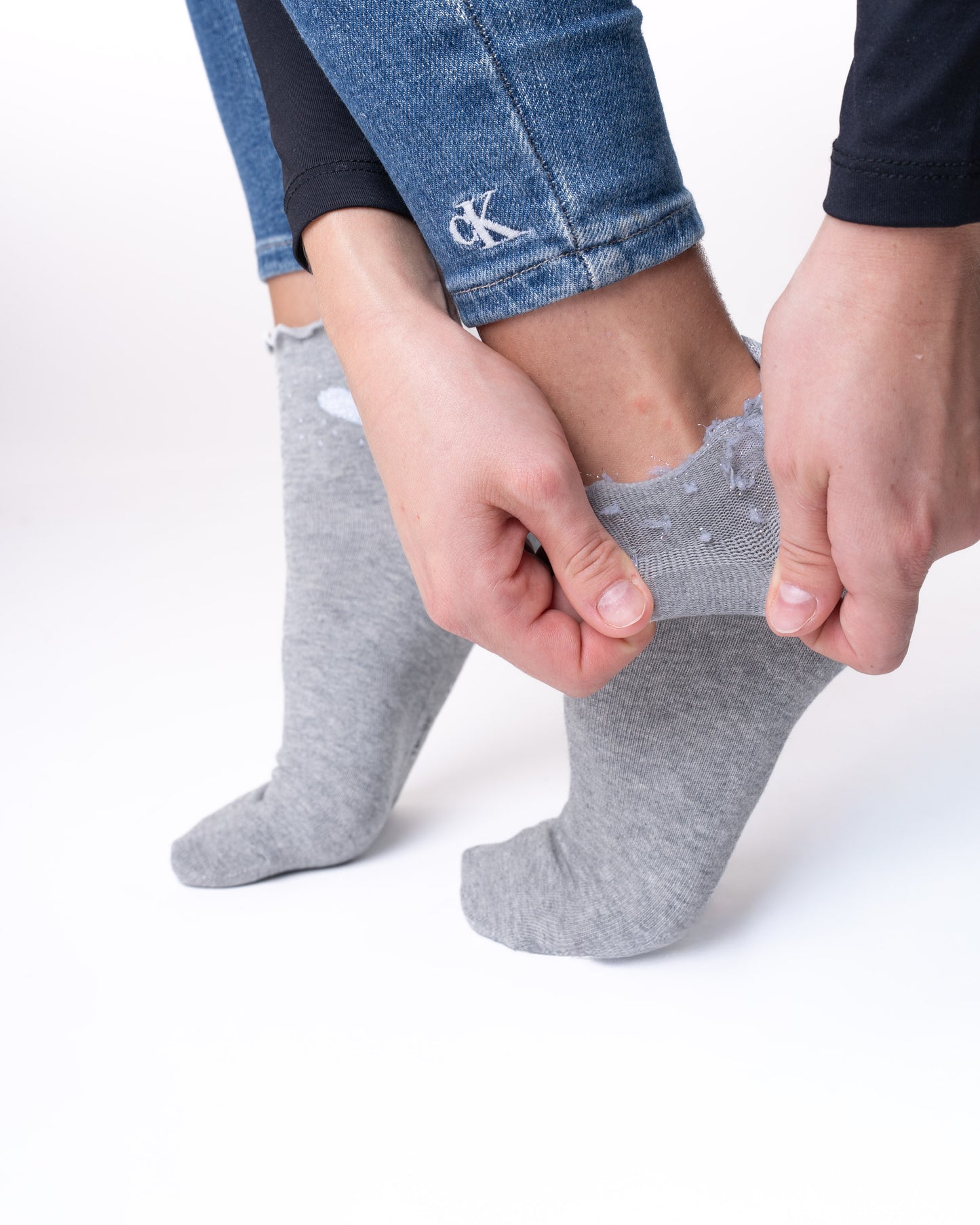 6 pár női guminélküli zokni, félmagas 5827 ezüst szív