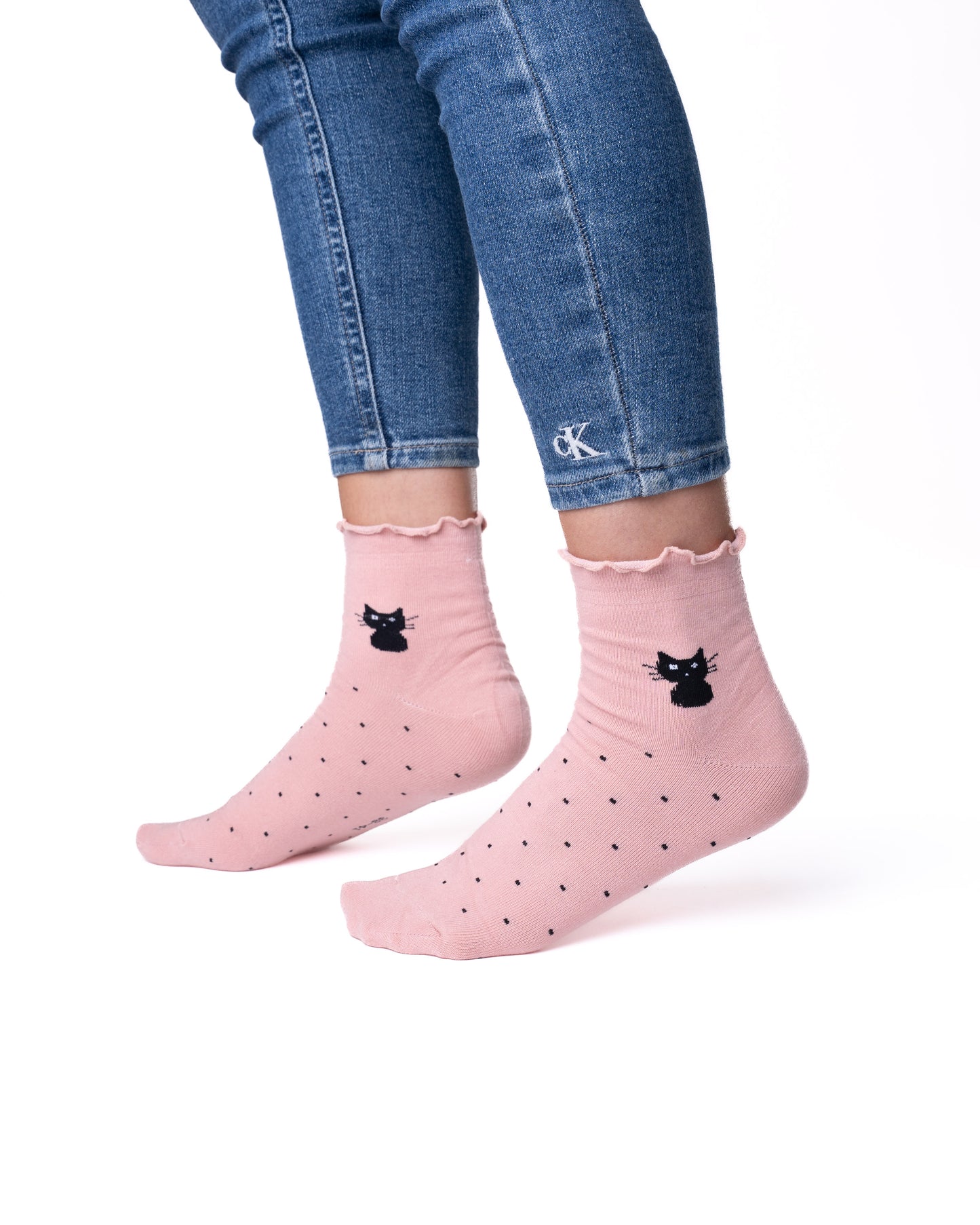 6 pár női guminélküli zokni, félmagas macska 5682