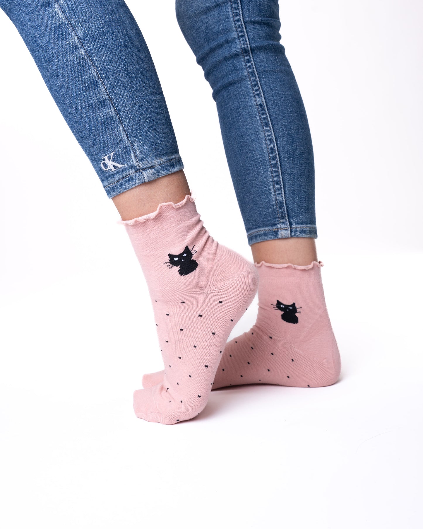 6 pár női guminélküli zokni, félmagas macska 5682