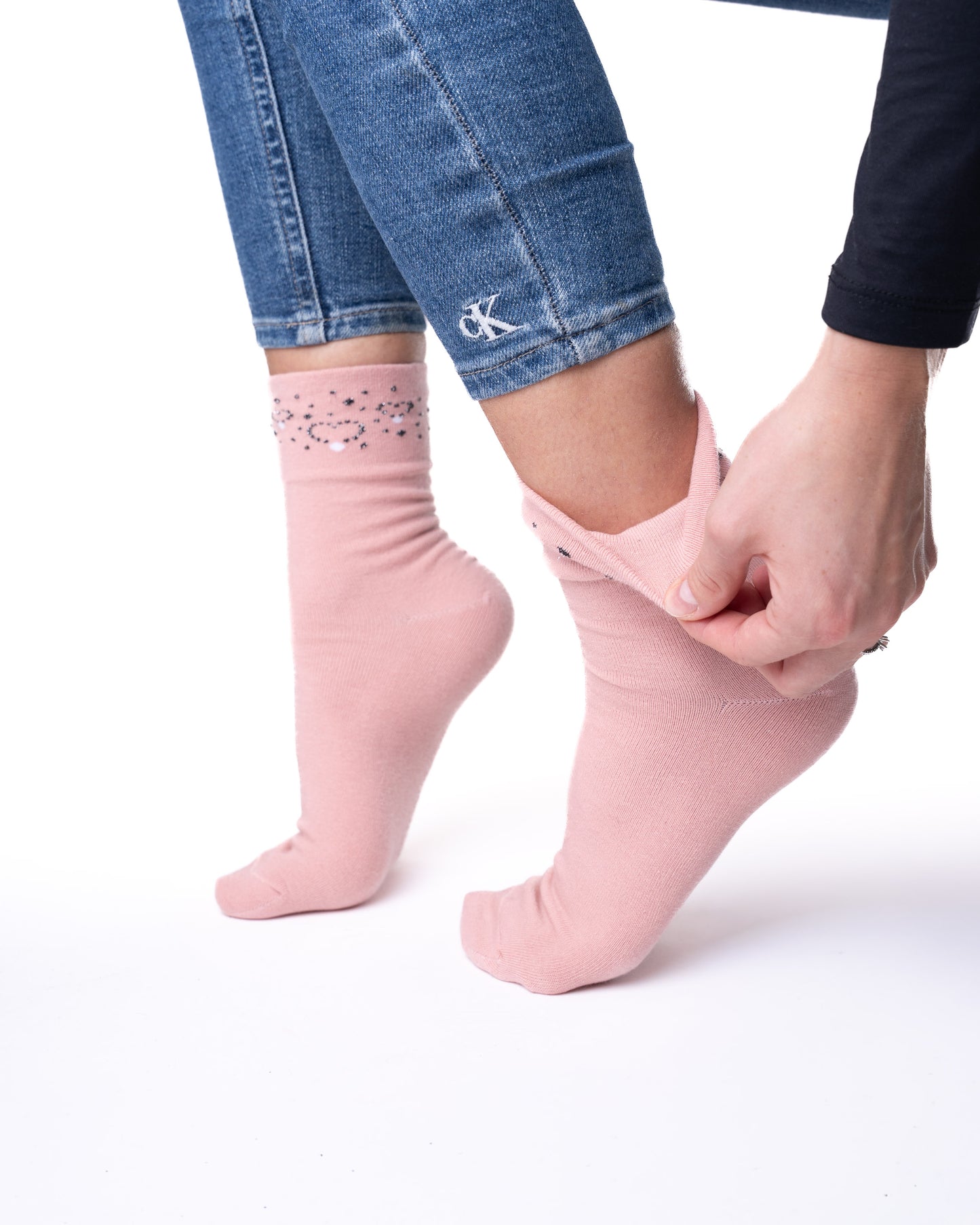 6 pár női guminélküli zokni, szívek a szélén 5930