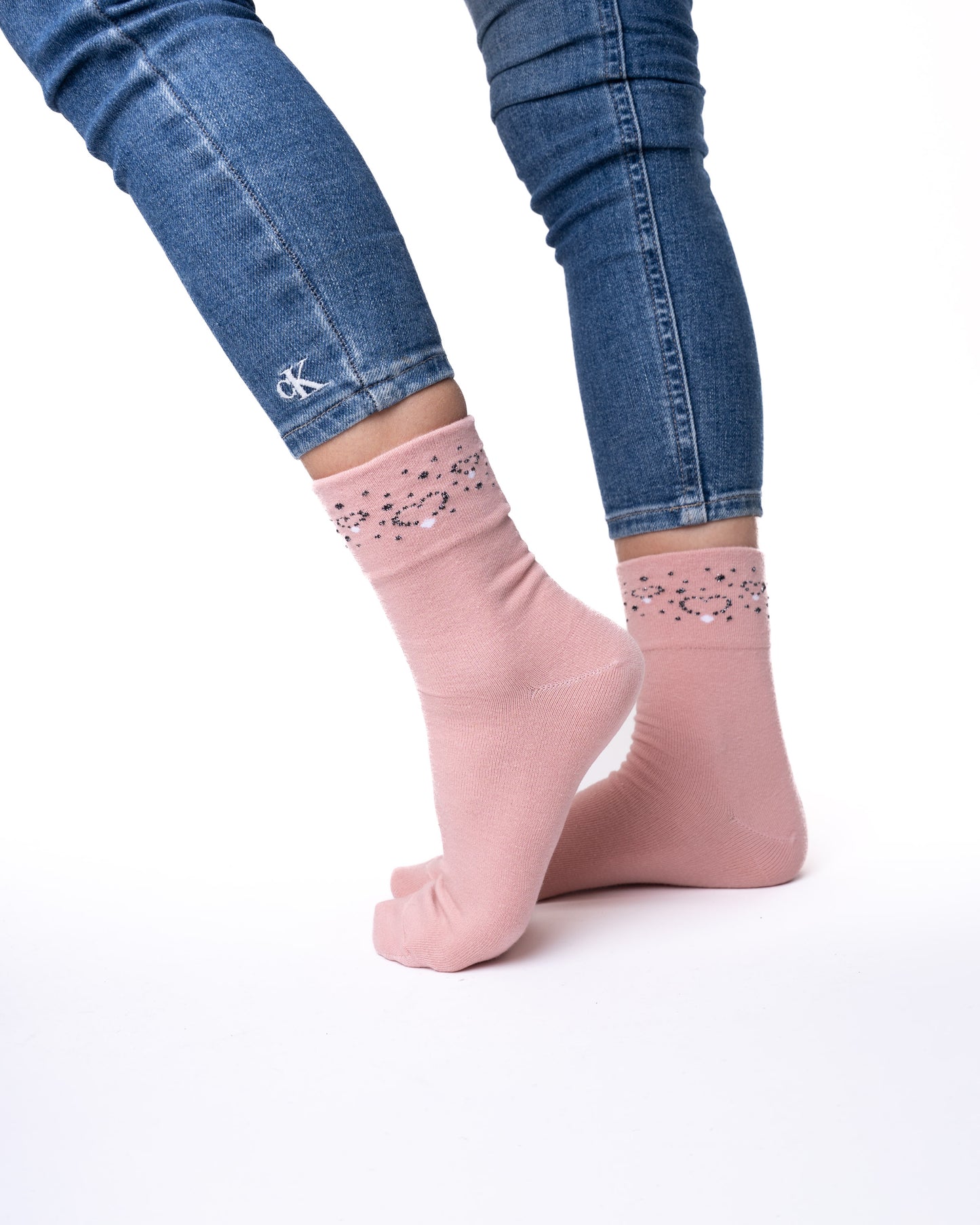 6 pár női guminélküli zokni, szívek a szélén 5930