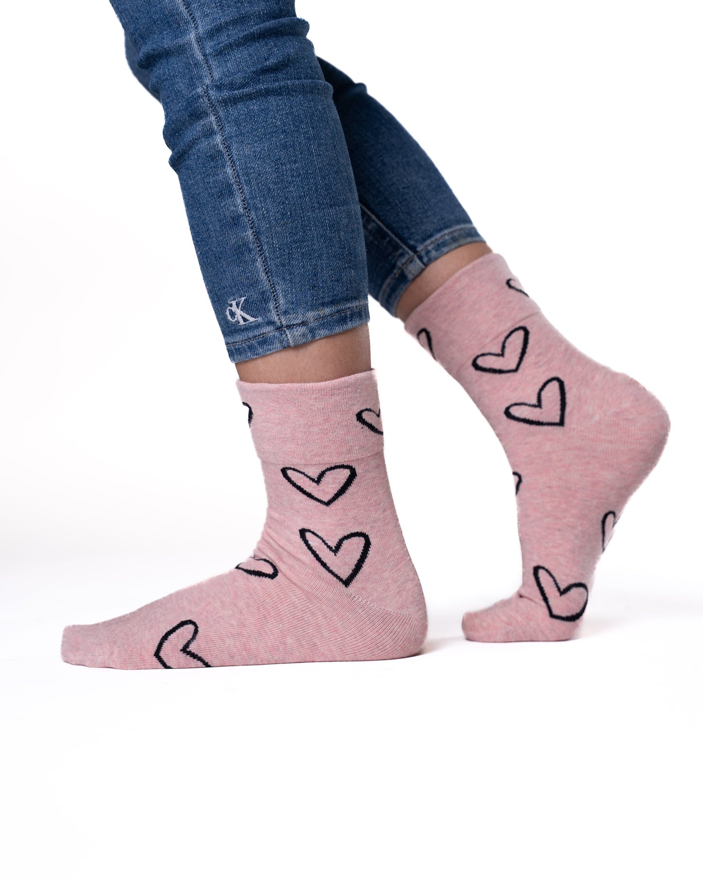 6 pár női guminélküli zokni, nagy szívekkel 5929