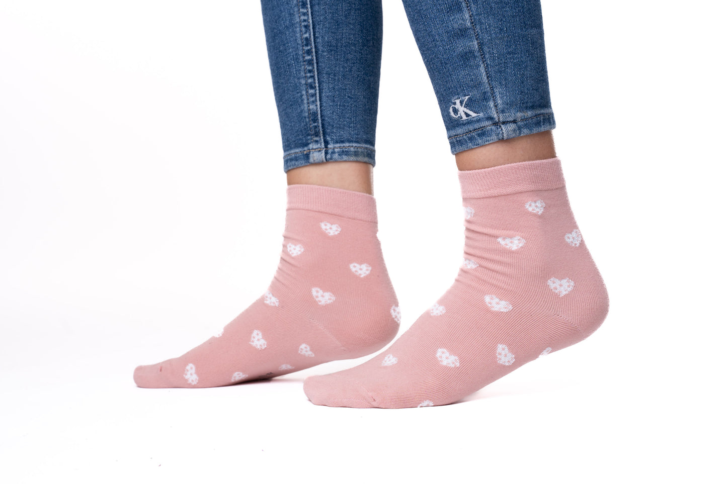 6 pár női félmagas zokni, szívecskék 5882
