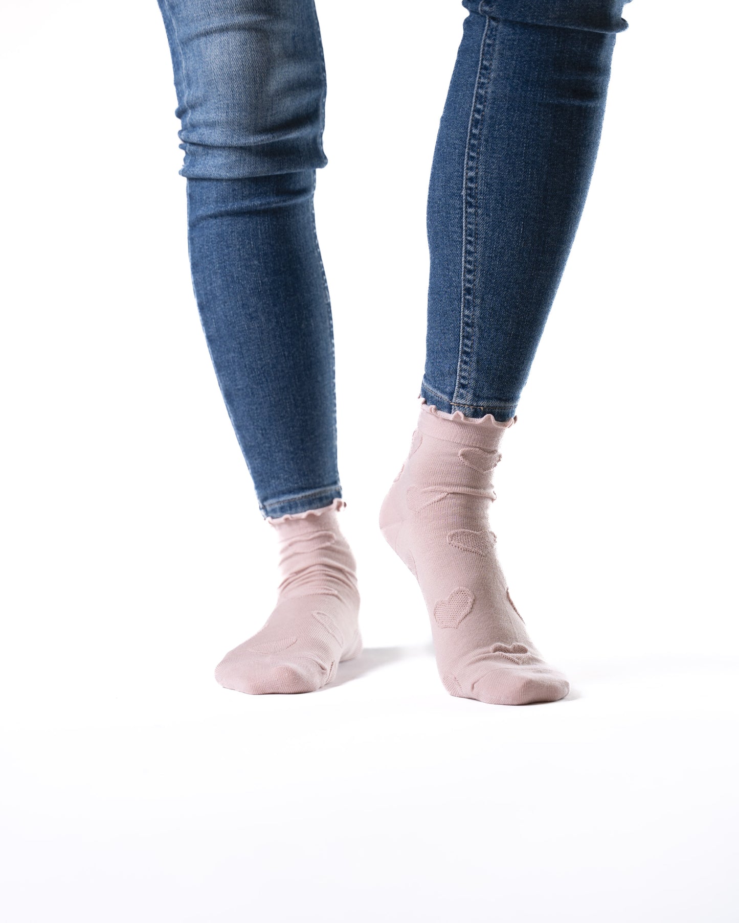 6 pár női félmagas guminélküli zokni, dombornyomott szívecskével 5947