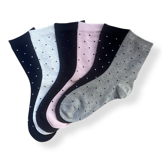 6 pár női zokni, mini pöttyös 5919