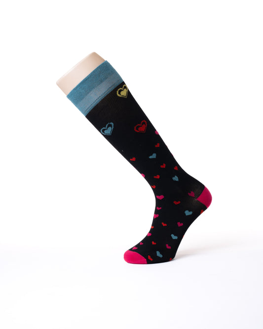 Speciális pamut kompressziós térdzokni, Lunanay fekete szívvel