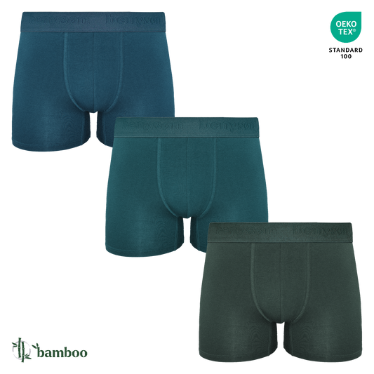 3x férfi bambusz boxeralsó, Benyson 7019, petrolkék