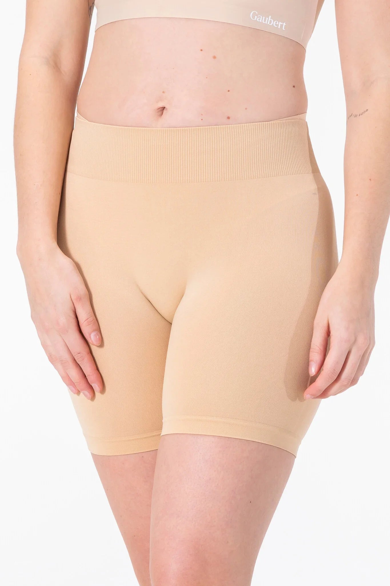 Női varrásmentes kerékpáros rövidnadrág, Gaubert 3001 bőr