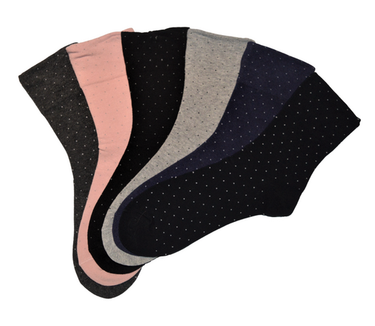 6 pár női guminélküli zokni, egyszínű pöttyös 5542