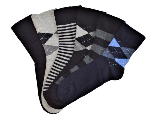 6 pár férfi guminélküli zokni, különböző minták, 6443