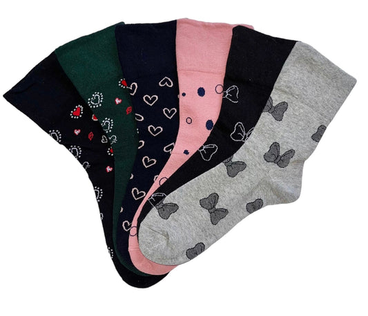 6 pár női guminélküli zokni, íjak és szívek 5702