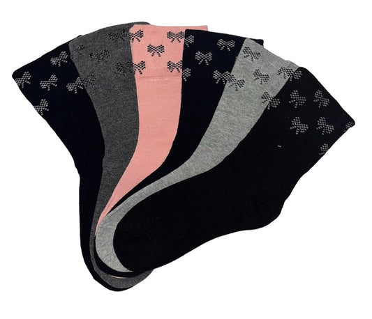 6 pár női guminélküli zokni, egyszínű / masnis felett 5711