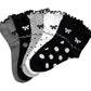 6 pár női guminélküli zokni, félmagas fekete-fehér 5681